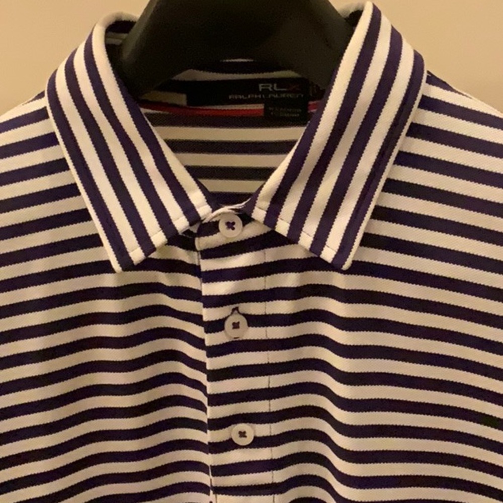 Ralph Lauren Navy and White Striped Polo Shirt
